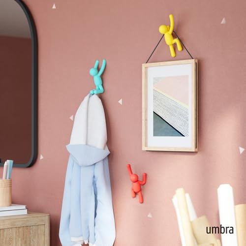 Umbra Buddy Wall Hooks – Decorative Wall Mounted Coat Hooks for Hanging Coats, Scarves, Bags, Purses, Backpacks, Towels and More, Set of 3, Red/Blue/Yellow - color: Red/Blue/Yellow