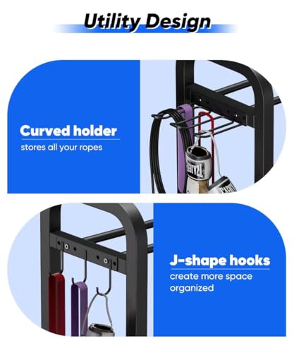 Adjustable Dumbbell Rack, Weight Storage Stand Holder for Dumbbells & Kettlebells, Heavy-Duty Home Gym Organizer with 6 Hook for Home Gym Equipment Accessories (Rack Only) - color: Black, style: 3 tier