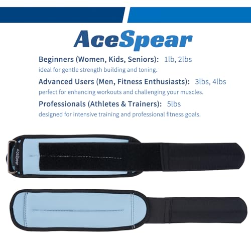 AceSpear Ankle Weights Sets for Men Women Kids 1lb 2lb 3lb 4lb 5lb Leg Weights Arm Wrist Weights Gym for Foot Exercise Training Workout Walking Jogging Yoga - color: Blue, size: 3 lbs x 2