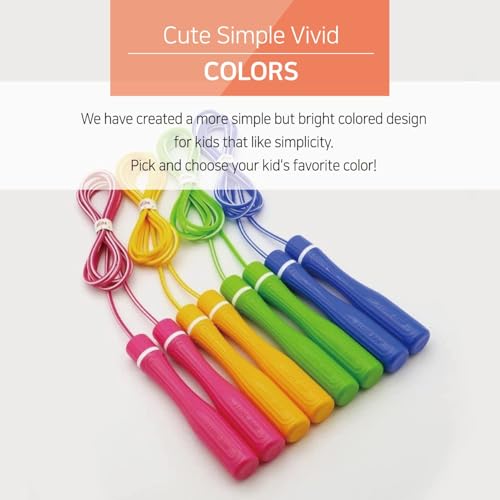KSY Kids Jump Rope (Crystal Series) – Durable PVC Jump Rope for Kids Ages 6-12 – Lightweight, Adjustable, and Tangle-Free – Made in Korea - color: Kids Pop Pink