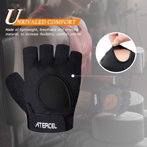 ATERCEL Weight Lifting Gloves Full Palm Protection, Workout Gloves for Gym, Cycling, Exercise, Breathable, Super Lightweight for Mens and Women - color: Black, size: Large