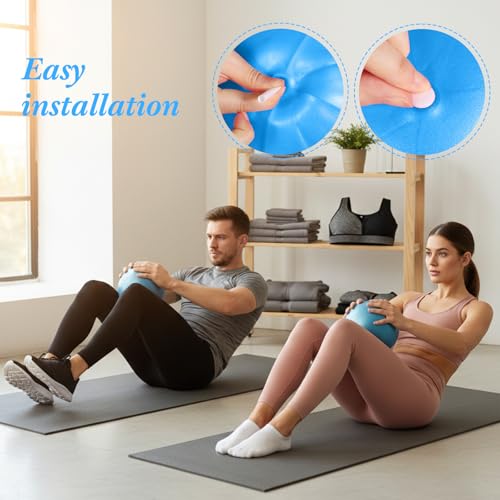 Aoriher 10 Pack 9 Inch Small Pilates Ball Bulk Mini Exercise Ball Portable Non-Slip Workout Yoga Balls with Air Pump for Stability, Barre, Fitness, Balance, Physical &Core, Gym Home Office Use - color: Solid Blue