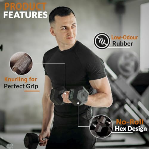 Rubber Hex Dumbbells with Rack 350/450/550 LBS - Free Weights Dumbbell Set Home Gym Equipment Exercise & Fitness Dumbbells for Strength Training - style: 450LB