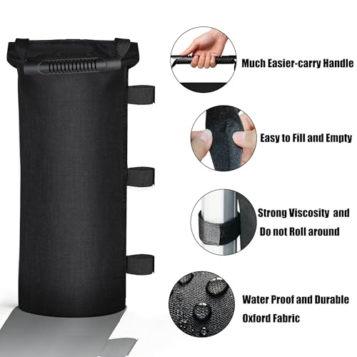 Canopy Weights Sand Bags for Weight Windproof Pop up Canopy Tent -(No Sand)-4 Pack-112LBS - color: Black