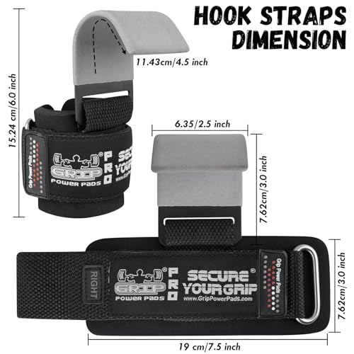 Weight Lifting Rod Hooks Heavy Duty Wrist Wraps Power Weight Lifting Training Gym Grips Straps Set of 2 - color: Gray, size: MEN-Wrist Size Large