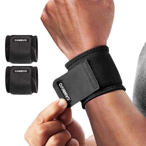 CAMBIVO 2 Pack Wrist Brace for Carpal Tunnel with wraps, Black | Wrist Support, Adjustable Wrist Wraps for Weightlifting, Tendonitis, Pain Relief, Sleeping, Night, Gym, Neoprene, Both Hands - color: Black