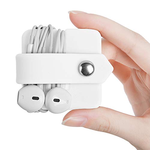 Silicone Earphone Organizer Earphone Wrap Winder Headphone Cord Organizer Wrap Winder Manager/Cable Winder(White, 1 Piece) - color: White