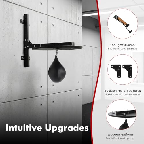 Speed Bag Platform, Speed Bag Platform Kit, Height Adjustable, 360° Rotatable, Wall-Mounted, Heavy Duty Boxing Training Equipment with Punching Ball for Boxing Enthusiast, Adult - color: Black