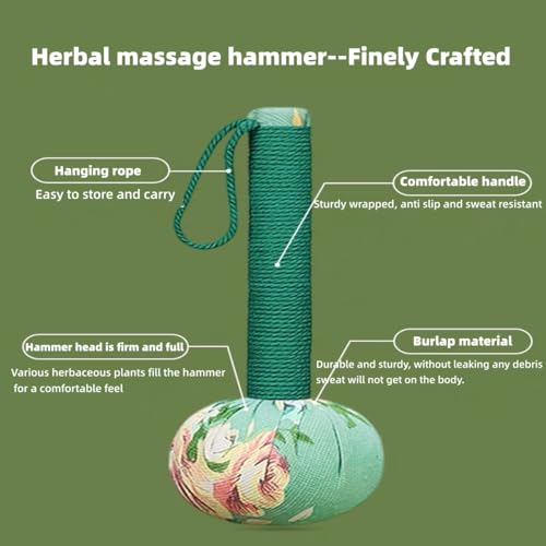 2PCS Long Size Lymphatic Drainage Hammer,Wormwood Herbal Massage Hammer,Manual Body Massage Hammer, Back Knock Long Handheld Massage Hammer for Back Pain Relief Green 12.5IN - color: Green+green