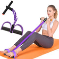 Resistance Bands with Handles, 6-Tube Elastic Pedal Resistance Band for Working Out, Durable Natural Rubber Exercise Bands, Multifunction Exercise Equipment for Abdomen, Waist, Arm, Leg Stretching - color: Purple