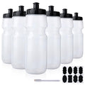6 Pack 25oz Sports Water Bottles and fitness water bottles squeeze | BPA Free come with 8 pcs Chalk Labels, 1 Pen(Dishwisher Safe) - size: 25oz 6pack(Clear)