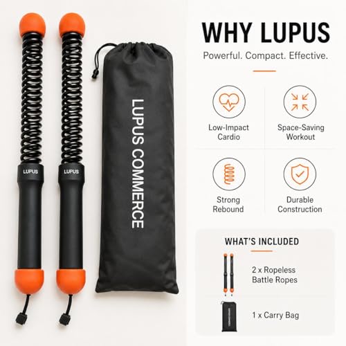 Portable Ropeless Battle Ropes, Adjustable Weights Cordless Battle Ropes for Home Gym with Storage Bag, Weighted Exercise Equipment for Low-Impact Workout, Strength & HIIT, for Men & Women (Orange) - color: Orange