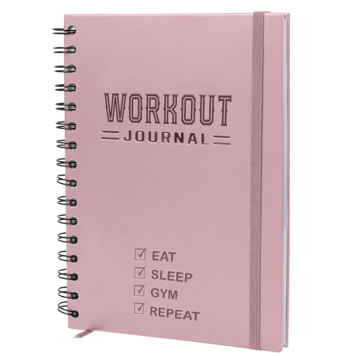 Nextnoid Hardcover Workout Planner Fitness Journal for Women & Men - A5 Sturdy Workout Log Book to Track Gym & Home Workouts - Pink - color: D.Pink, style: Fitness