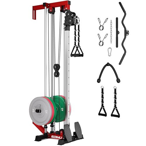 Wall Mount Cable Station, WM1 Cable Crossover Machine with 17 Positions, High and Low Cable Crossover Machine with Removable Footplate for Garage Home Gym - style: 120LBS Colored Home Gym Package RD