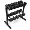 WF Athletic Supply Rubber Encased Hex Dumbbells with Rubber Grip Contoured Handle for Muscle Toning, Strength Building & Full Body Workout - color: v. 270LB Dumbbell Set w/ 2-Tier Rack