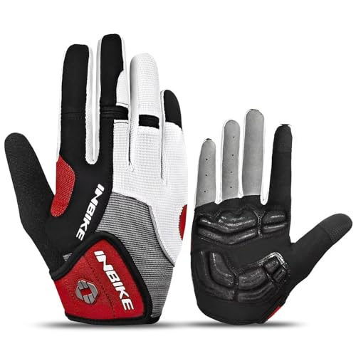 INBIKE Cycling Gloves for Men/Women Bike Gloves with Touchscreen-Padded Anti-Slip Mountain Biking MTB Bicycle Gloves for Cycling/Workout/Gym/Outdoor - color: Bright Red, size: Medium