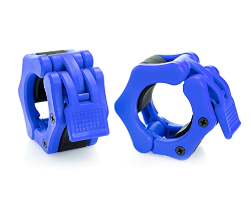 Olympic Barbell Clamps Collars Quick Release Pair Weight Clips for 2 inch Barbell BLUE - color: Blue