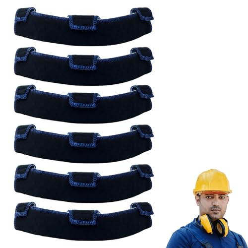 6 PCS Hard Hat Liner, Hard Hat Sweatband, Washable Hardhat Sweatband, Reusable Flame Retardant Cotton Hard Hats Sweat for Chainsaw Helmet, Hard Hats Liner Replacement, Welding Helmet - color: Black