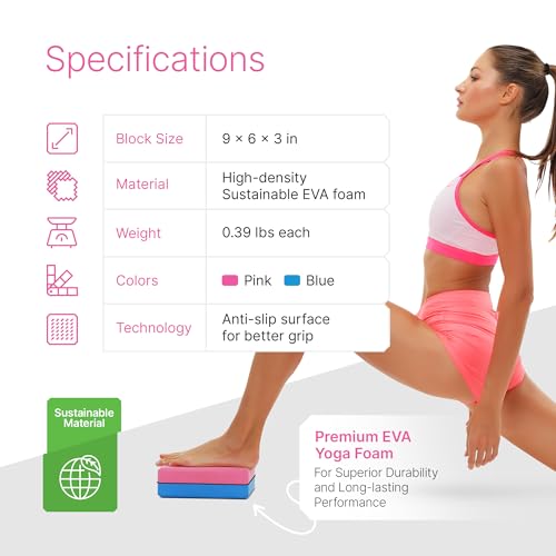 TTolbi Yoga Starter Kit - Yoga Blocks 2 Pack, Strap & 2 Knee Pad Cushions | Non-Slip EVA Foam Equipment for Stretching, Flexibility & Joint Comfort | Home Pilates Set for Beginners, Women & Men