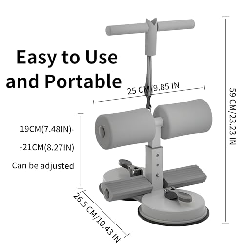 Sit Up Bar,Portable Adjustable Sit Up Floor Holder with 2 Strong Suction Cups and 1 Resistance Band,Situp Bar Assistance Device for Ab Workouts,Sit-Ups & Core Exercises,Home Office Gym
