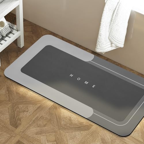 Housego Absorbent Bath Mat, Quick Dry Bath Rug, 16.93x34.65, Dark Gray | Absorbent Bath Mat Magic Rug; Quick Drying Magic Bath Mat Non-Slip Floor Rug Rubber Backed for Bathroom Kitchen Shower Sink - color: Dark Gray, size: 1'5" x 2'11" (Rectangular)