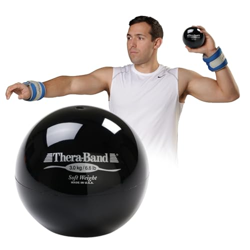 THERABAND Soft Weight 6.6 Lb, 4.5" Ball-Shaped Isotonic Exercise Balls for Physical Therapy, Weighted Ball Set for Pilates, Shoulder Strength & Rehab, Color-Coded, Portable & Easy to Grip - color: Black