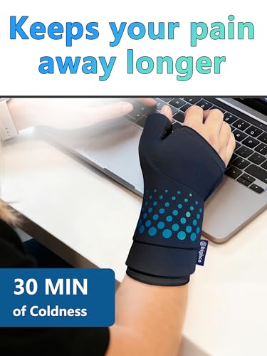 Wrist &Thumb Ice Pack Wrap -Cold&Hot Therapy Thickened Ice Gel- Hand Ice Pack & Ice Glove for Arthritis,Carpal Tunnel Relief, Tendonitis,Injuries & Recovery-Fits Men and Women (Black, S/M) - color: Black, size: S/M