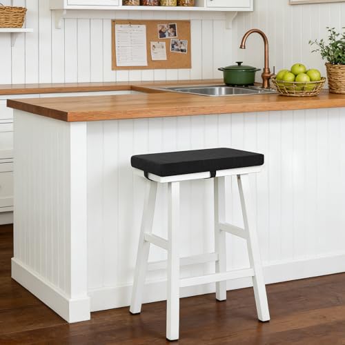 Tromlycs Saddle Bar Stool Cushion Rectangle Small Bench Cushion, Black | Rectangular Seat Cushion, Rectangle Bar Stool Cover Pad, Kitchen Farmhouse, with Strap Ties, 18x9.5 Inch - color: Black