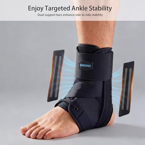 Ankle Brace for Women Men - Ankle Support Brace for Sprained Ankle,Ankle Stabilizer for Achilles,Tendon,Sprain,Injury Recovery,Lace up Ankle wrap for Running,Basketball,Volleyball (Medium, Ankle Brace) - size: Medium