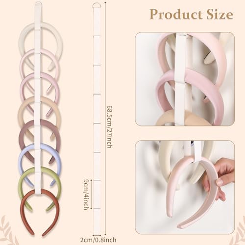 3 PCS Headband Holder Organizer for Girl,Hanging Hairband Storage for Women,Beige Hair Hoop Display Hair Accessories Organizer Bedroom College Dorm Decor - color: Beige-3pcs