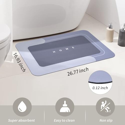 Housego Absorbent Bath Mat, Quick Dry Bath Rug, Non-Slip, 16.93x26.77, Blue | Absorbent Bath Mat Magic Rug; Quick Drying Magic Bath Mat Non-Slip Floor Rug Rubber Backed for Bathroom Kitchen Shower Sink - color: Blue, size: 1'5" x 2'3" (Rectangular)
