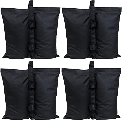 Sunnydaze Polyester Sandbag Canopy Weights - Fillable Canopy Anchors - Easy to Attach - Set of 4 - Black