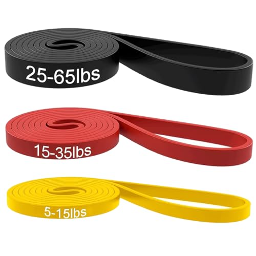 Resistance Bands Pull Up Assistance Bands for Men & Women Working Out Body Stretching Exercise Fitness Training Physical Therapy at Home Office Gym - color: Yellow+Red+Black