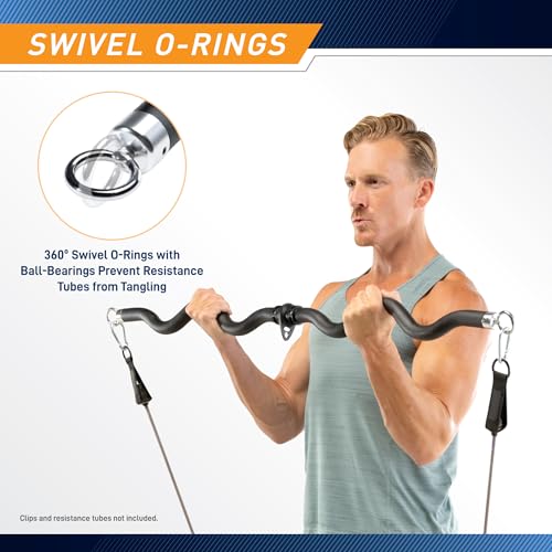 Marcy Deluxe Exercise Curl Bar Attachment for Cable Machines and Resistance Training, Ergonomic Alloy Steel Bar for Lat Pulldowns, Bicep Curls, Tricep Pressdowns and Home Gym Workouts