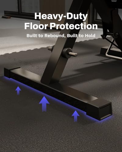 AIRHOP 0.56in Thick 24 Sq Ft Exercise Equipment Mats, 6 Tiles Upgraded Rubber Top with High Density EVA Foam, Large Interlocking Puzzle Gym Flooring for Home Gym, Heavy Weight Workout,Black - color: Black, size: 24 Sq Ft (6 Tiles)