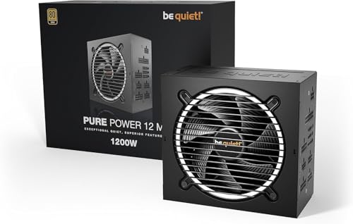 be quiet! Pure Power 12 M 1200W Modular Power Supply | 80 Plus® Gold | ATX 3.1 | PCIe 5.0 GPUs and 6+2 pin connectors | 12VHPWR Cable Included | Silent 120mm be quiet! Fan - BN513 I 10 Year Warranty - size: 1200W, style: 12 M