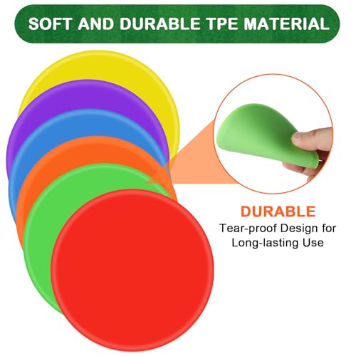 60 Pcs Poly Vinyl Spot Markers Rubber Floor Dots Non Slip Agility Markers Flat Field Cones for PE Gym Classes, Classroom Activities and Games, Soccer Basketball Sports Speed Agility Training - size: 4inch