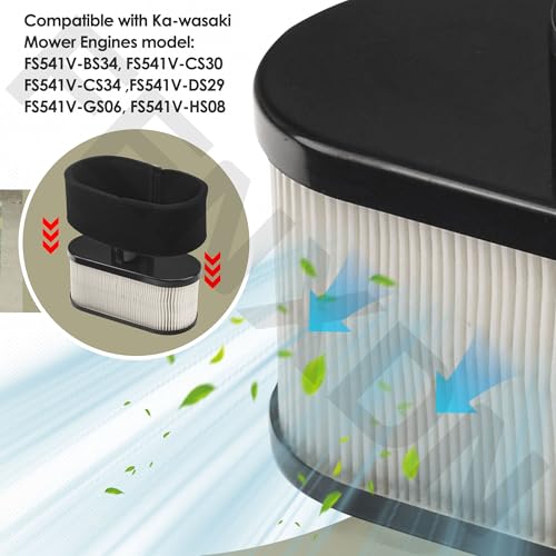 11011-0920 Air Filter Case Kit for Kaw-asaki FS481V FS541V FS600V Mower Engines - Black