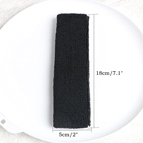 Cotton Sweatband Headbands,Pack of 12,Elastic Stretchy Sport Terry Cloth Sweat Bands,Yoga Workout Fitness Exercise Basketball Headband - color: 12pcs x black cotton sweatband headbands