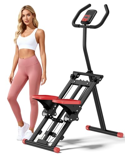 Stair Stepper for Home, 3-Level Resistance Stair Stepper, Foldable Compact Design with LCD Display & Enlarged Non-Slip Pedals, Full Body Toning Fitness Machine