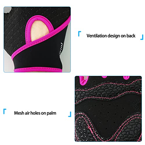 Luwint Kids Workout Gloves, Ventilated Grip Exercise Gloves for Boys and Girls Weightlifting Hanging Gym, Children 3-12 Years - color: Pink, size: Small