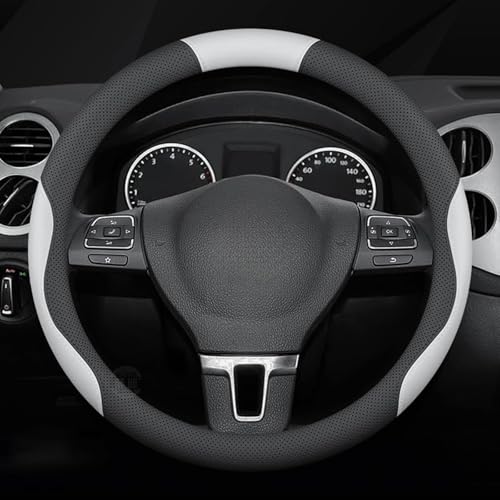 for Volvo XC-40 XC-60 XC-70 XC-90 AB 2020-2026+ Car Steering Wheel Cover Anti-Slip Breathable Car Steering Wheel Protector Car Accessories Interior,O-Type-Black White - color: O-type-black White