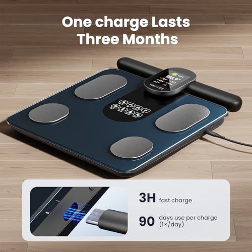 Scale for Body Weight, 8 Electrode Smart Bathroom Scale with BMI Body Fat Muscle Mass 28 Full Body Composition, High Precision Digital Weight Scale with Handle Display, Rechargeable, 400 lbs - color: black