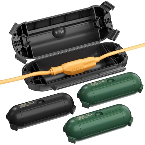 BN-LINK [4-Pack] Outdoor Extension Cord Safety Cover, Weather Resistant Seal Housing with 4 Latches, Electrical Connection Box for Outside Plugs, Soclets, String Lights & Tools (2PK Black&2PK Green) - color: Black & Green, size: 4 Pack