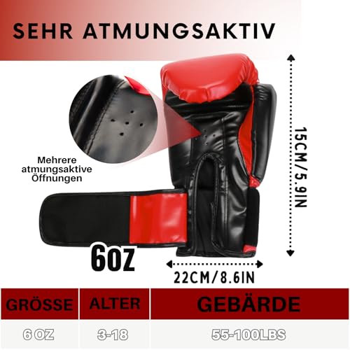 3-in-1 Boxing Gloves and Punching Mitts Set for Kids, Boxing Mitts Focus Pads with Hand Wraps for Kid, Youth Leather Punching Equipment Gloves Set for MMA, Karate, Muay Thai, Taekwondo - color: Red