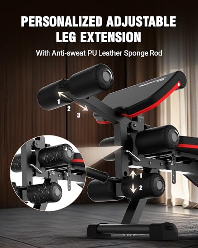HARISON Adjustable Weight Bench, Bench1000 MAX Heavy Duty Workout Bench Press with Leg Extension and Preacher Pad for Home Gym Strength Training, Flat Incline Decline Sit Up Bench
