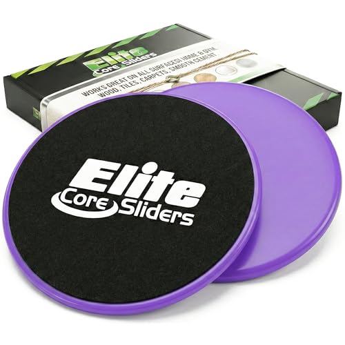 Elite Sportz Core Sliders for Working Out - Pack of 2 Compact, Dual Sided Gliding Discs for Full Body Workout on Carpet or Hardwood Floor - Fitness & Home Exercise Equipment - Small Gift for Athletes - color: Purple