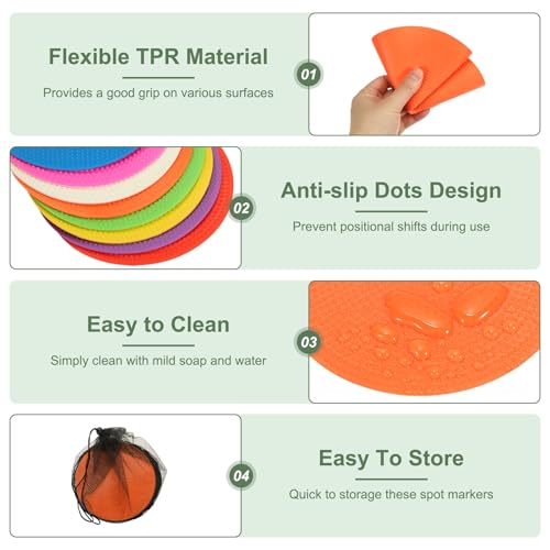 Spot Markers, Poly Spot Marker for Agility Training Floor Dots Non Slip Flat Field Cones - color: Orange, size: 19 cm/7.5inch