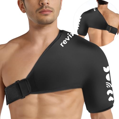 REVIX Large Shoulder Ice Pack for Rotator Cuff Cold Therapy, Premium Solid Gel Shoulder Ice Pack XL with Soft Lycra, Reusable Large Cold Pack for Men and Women Post-Workout Recovery & Discomfort - size: XL, style: Basic