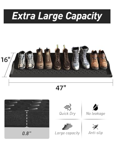 SUPENUIN Extra Large Boot Tray 48 Inch Boot Storage Heavy Duty Rubber Mats for Floor Waterproof Shoe Mat Tray for Entryway Multi Use Shoe Rug 16x47.5 Inches - color: Twill, size: 16"x47.5"